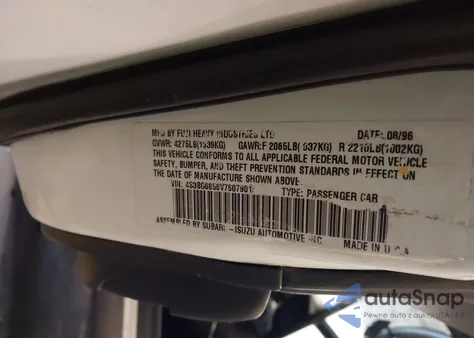 1997 Subaru Legacy Outback/Outback Limited z USA, uszkodzony, nr VIN 4S3BG6856V7607901